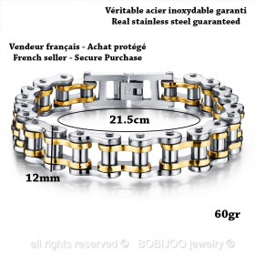 Bracelet Chaine de moto Acier Argenté Doré  IM#22205