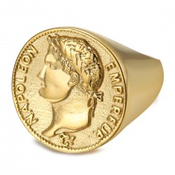 Anillo Napoleón 1º 20 francos Acero inoxidable Oro IM#22208