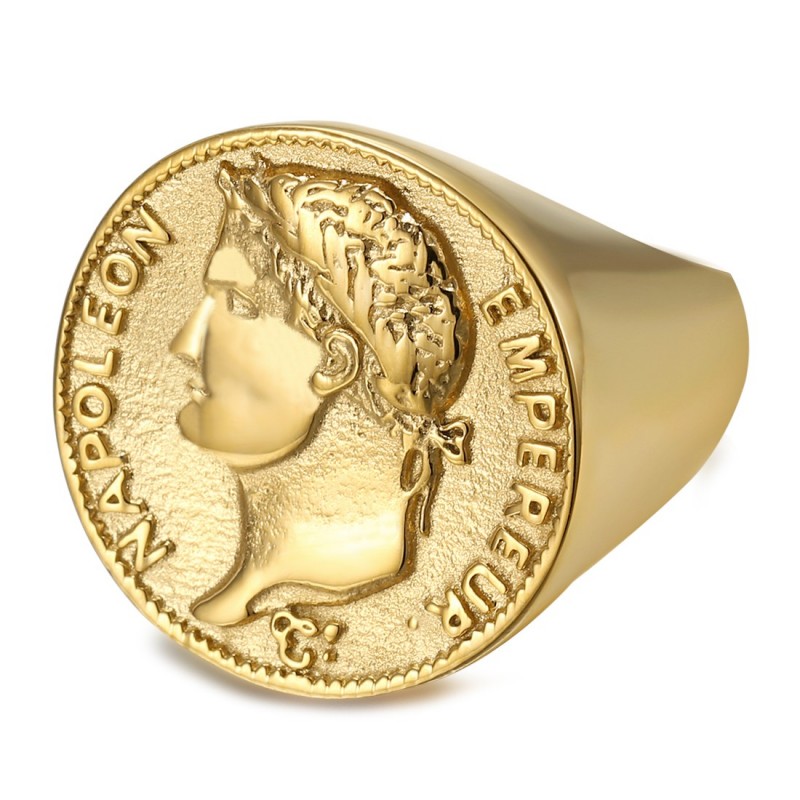 Ring Napoleon 1st 20 francs Stainless steel Gold IM#22208