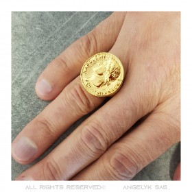 Anello Napoleone 1° 20 franchi Acciaio inossidabile Oro IM#22212