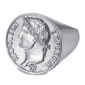 Ring Napoleon 1st 20 francs Stainless steel Silver IM#22215