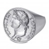 Bague Napoléon 1er 20 francs Chevalière Acier inoxydable Argent   IM#22215