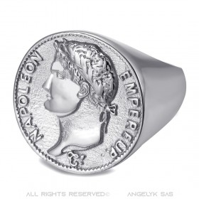 Ring Napoleon 1er 20 francs Chevalière Edelstahl Silber IM#22216