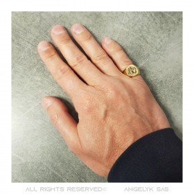 Anello della Corsica Testa di moro piccolo anello con sigillo Acciaio inossidabile Oro IM#22226