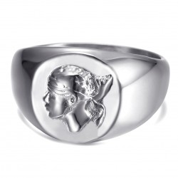 Anello della Corsica Testa di moro piccolo anello con sigillo Acciaio inossidabile IM#22229