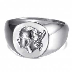 Corsica ring Moor's head small signet ring Stainless steel IM#22229