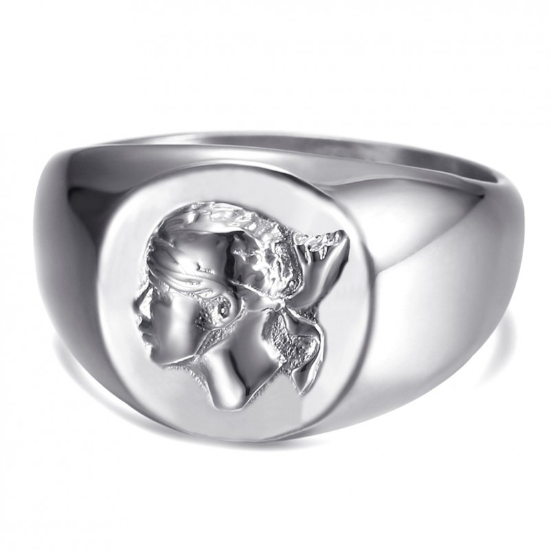 Ring Corse Tête de Maure petite chevalière Edelstahl IM#22229