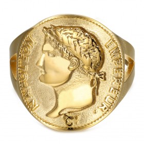 Anillo Napoleón I Acero inoxidable curvado Oro IM#22236