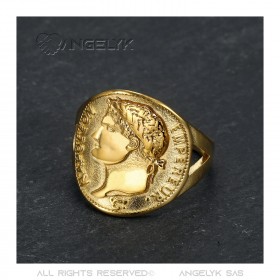 Anello Napoleone I da uomo curvo in acciaio inossidabile IM#22238