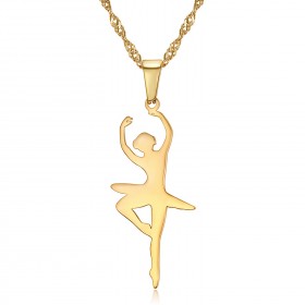 Pendant Necklace Dancer Steel Gold Plated + Chain  IM#22260