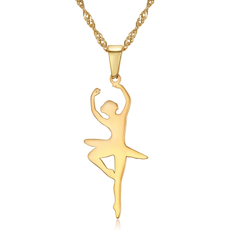Pendant Necklace Dancer Steel Gold Plated + Chain  IM#22260