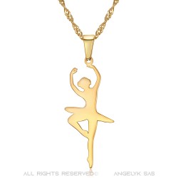 Pendant Necklace Dancer Steel Gold Plated + Chain  IM#22261