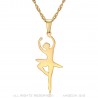Pendant Necklace Dancer Steel Gold Plated + Chain  IM#22261