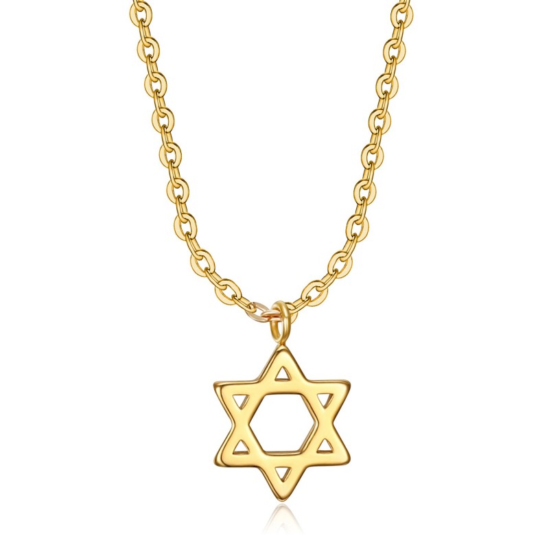 Small Pendant Necklace Woman Star of David Steel + String  IM#22267