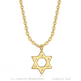 Small Pendant Necklace Woman Star of David Steel + String  IM#22268