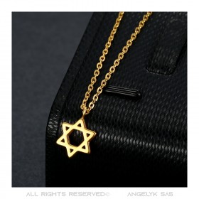 Small Pendant Necklace Woman Star of David Steel + String  IM#22269