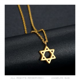 Small Pendant Necklace Woman Star of David Steel + String  IM#22270