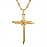 Pendentif croix Homme 3 Clous Acier Inoxydable Or  IM#22283