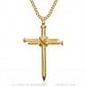 Men's Cross Pendant 3 Nails Stainless Steel Gold IM#22284