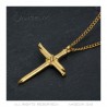 Men's Cross Pendant 3 Nails Stainless Steel Gold IM#22285