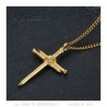 Pendentif croix Homme 3 Clous Acier Inoxydable Or  IM#22286