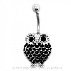 PIP0010 BOBIJOO Jewelry Piercing Navel Surgical Steel Rhinestone Owl