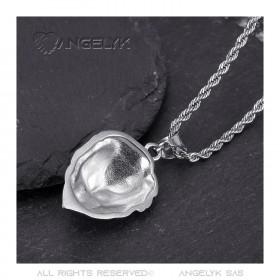 Ciondolo testa di leone Occhi di diamante Acciaio inossidabile Argento IM#22298