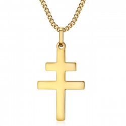 Pendentif Croix de Lorraine 30mm Acier inoxydable Or  IM#22301