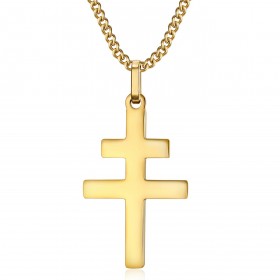 Croce di Lorena Ciondolo 30mm in acciaio inossidabile oro IM#22301