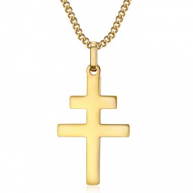 Cross of Lorraine Pendant 30mm Stainless Steel Gold IM#22301