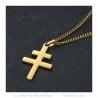 Croce di Lorena Ciondolo 30mm in acciaio inossidabile oro IM#22304