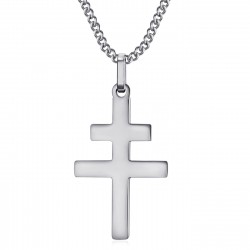 Croce di Lorena Ciondolo 30mm in acciaio inossidabile argento IM#22307
