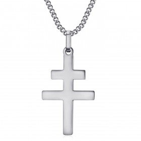 Cross of Lorraine Pendant 30mm Stainless Steel Silver IM#22307