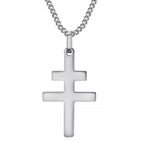 Pendentif Croix de Lorraine 30mm Acier inoxydable Argent  IM#22307