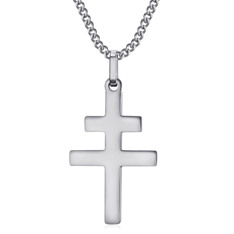Croce di Lorena Ciondolo 30mm in acciaio inossidabile argento IM#22307