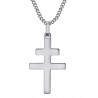 Pendentif Croix de Lorraine 30mm Acier inoxydable Argent  IM#22307