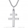 Pendentif Croix de Lorraine 30mm Acier inoxydable Argent  IM#22308