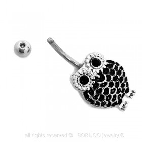 PIP0010 BOBIJOO Jewelry Piercing Bauchnabel Chirurgenstahl Strass Eule