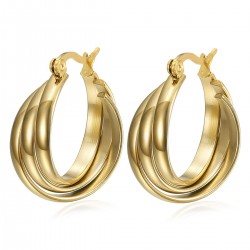 Gold Creole Steel 3-Ring Earring IM#22313