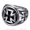 Ring Templer Schwarzes Kreuz Ritterin Rund Edelstahl IM#22319