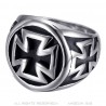 Templar ring Black cross Round signet ring Stainless steel IM#22319