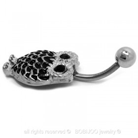 PIP0010 BOBIJOO Jewelry Piercing Navel Surgical Steel Rhinestone Owl