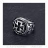 Templar ring Black cross Round signet ring Stainless steel IM#22320