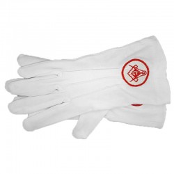 Gants Franc-Maconnerie Brodés G Masonic Rouge Taille Unique S M L  IM#22338