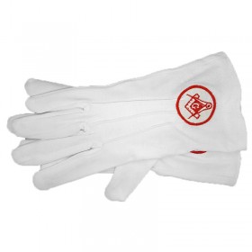 Gants Franc-Maconnerie Brodés G Masonic Rouge Taille Unique S M L  IM#22338