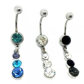 Piercing Nombril Acier Chirurgical Strass 3 Couleurs bobijoo