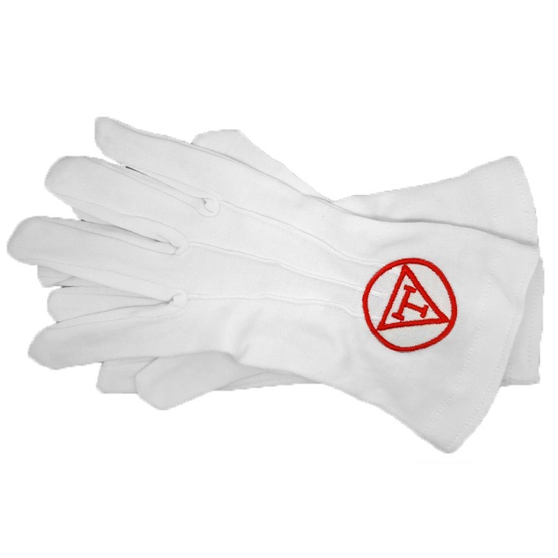 Guantes De La Masonería Bordado T-Pirámide-Real Arco Rojo Talla S M L  IM#22340