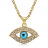 Halskette Blaues Auge Schutz Talisman Matiasma Stahl Gold IM#22361