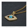 Collier oeil bleu de protection Talisman Matiasma Acier Or  IM#22363