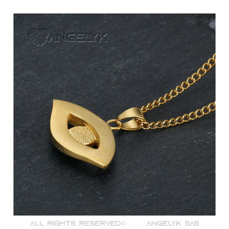 Collier oeil bleu Protection Talisman Acier inoxydable Or